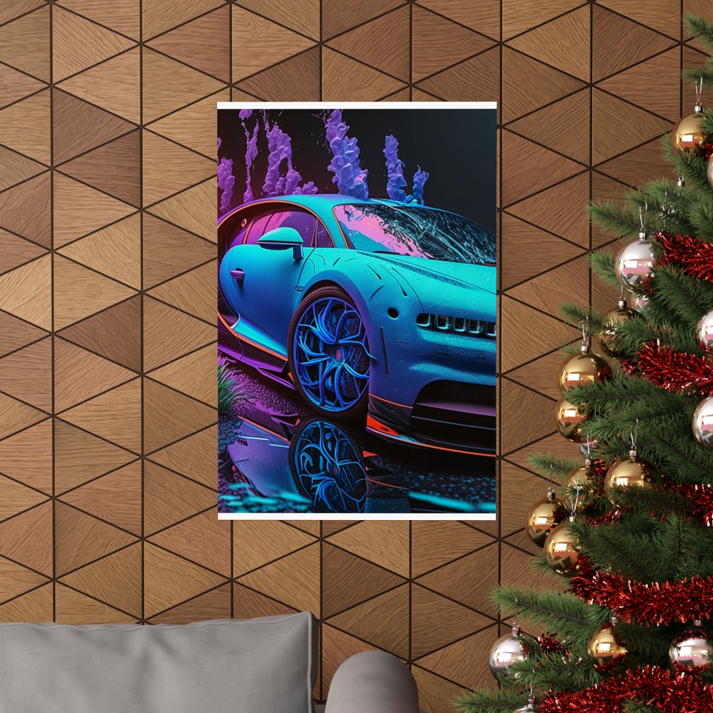 Premium Matte Vertical Posters Bugatti Neon Chiron 2