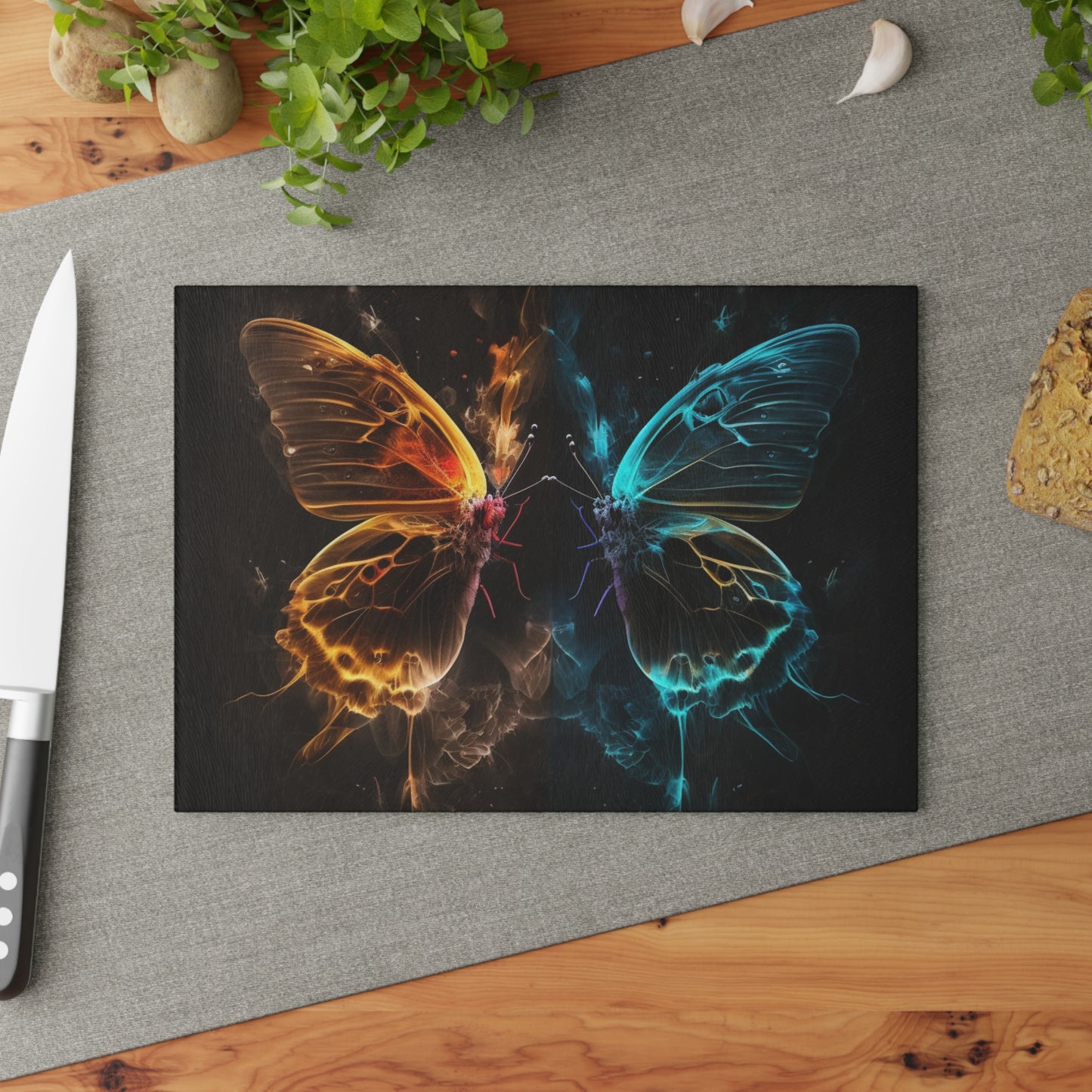 Glass Cutting Board Kiss Neon Butterfly 7