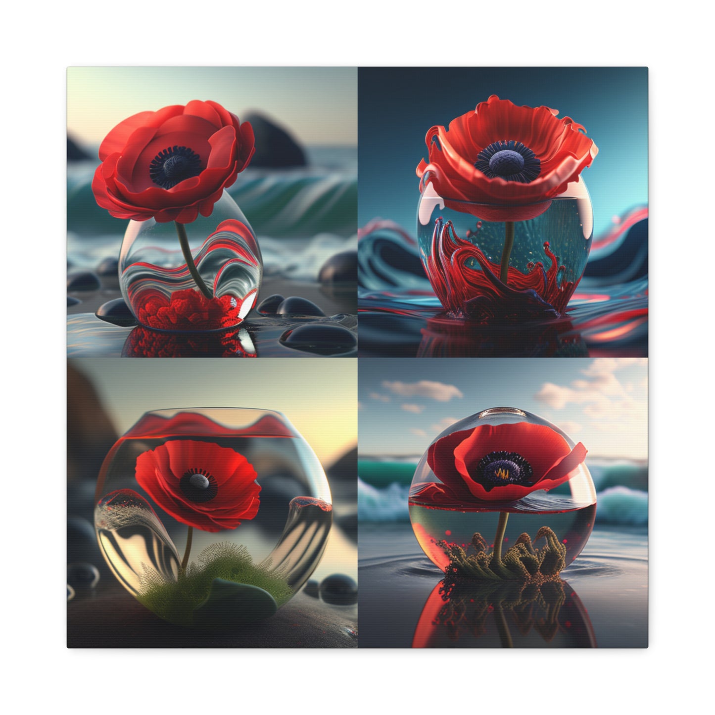 Canvas Gallery Wraps Red Anemone in a Vase 5