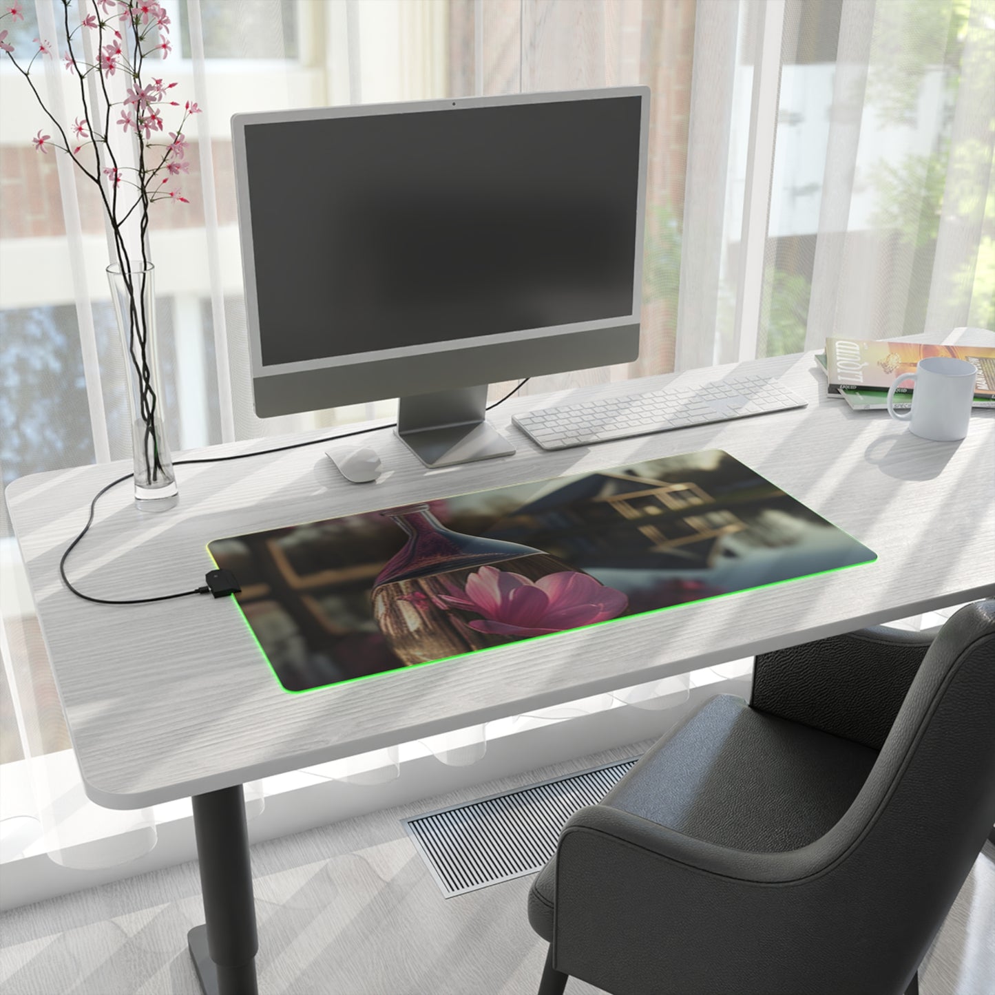 LED Gaming Mouse Pad Magnolia in a Glass vase 2