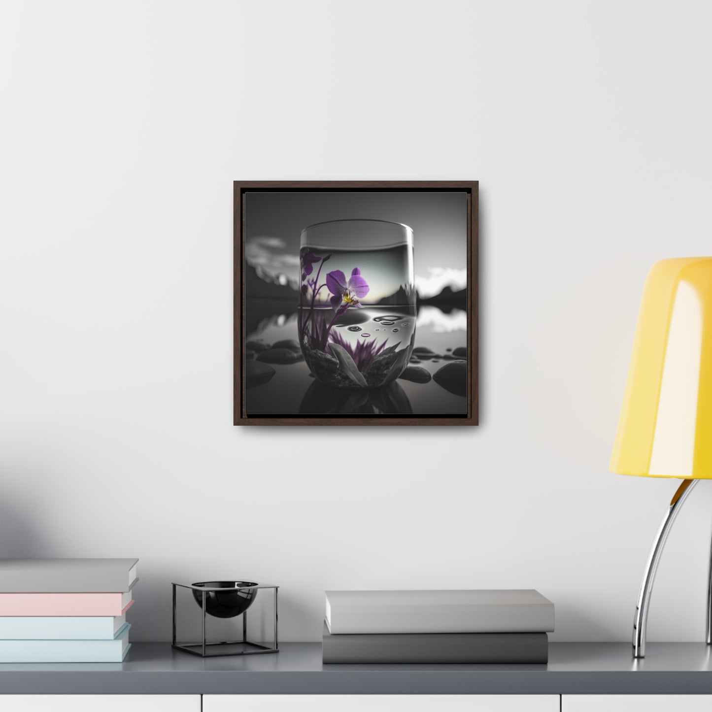 Gallery Canvas Wraps, Square Frame Purple Orchid Glass vase 2
