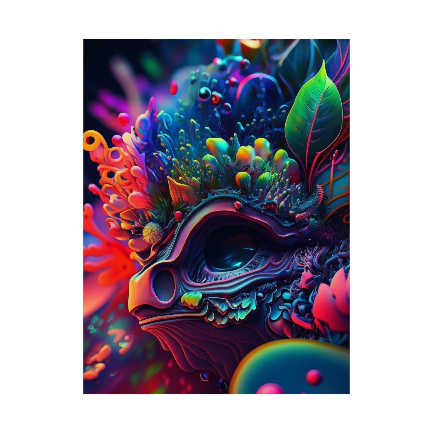 Premium Matte Vertical Posters Florescent Skull Death 2