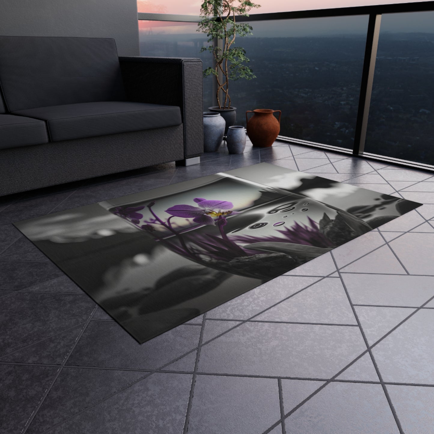 Outdoor Rug  Purple Orchid Glass vase 2