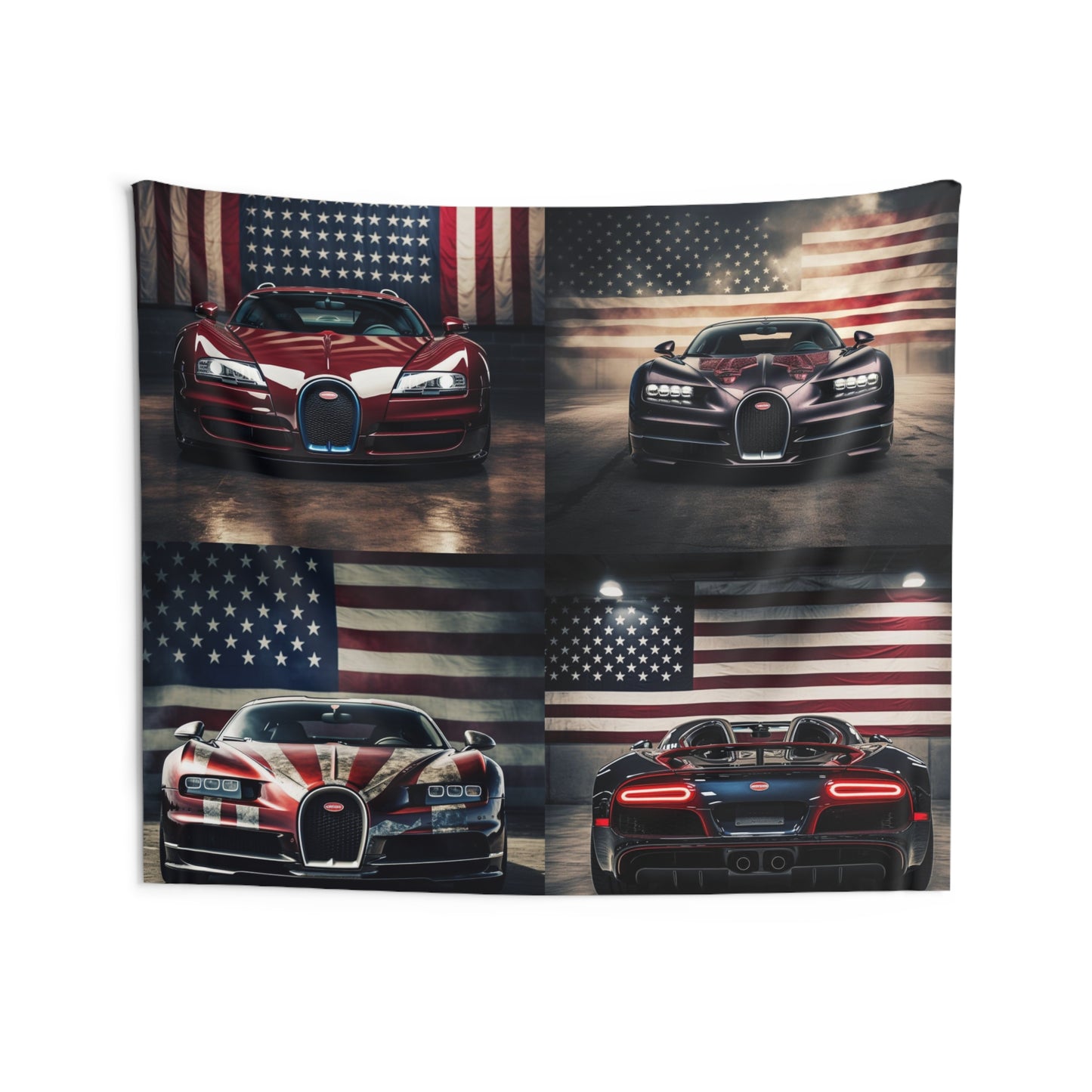 Indoor Wall Tapestries American Flag Background Bugatti 5