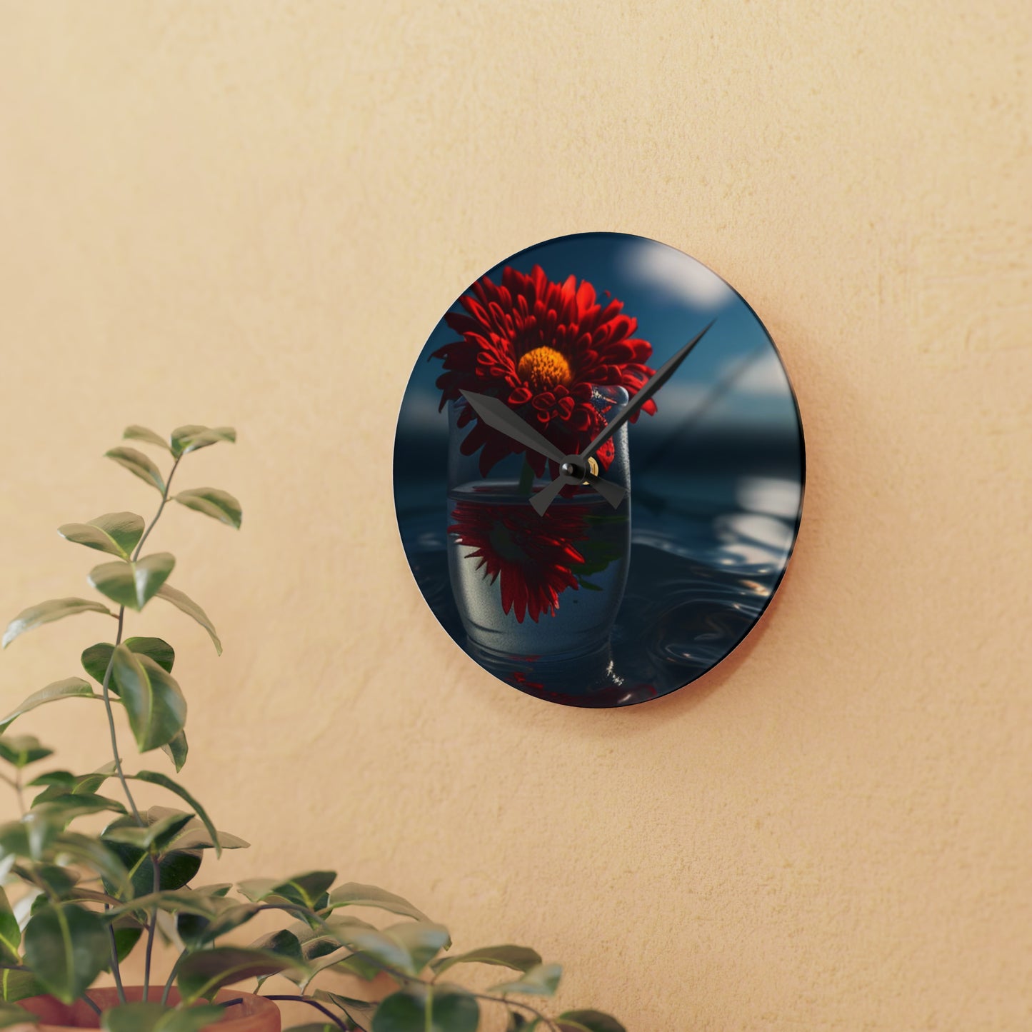 Acrylic Wall Clock Chrysanthemum 3