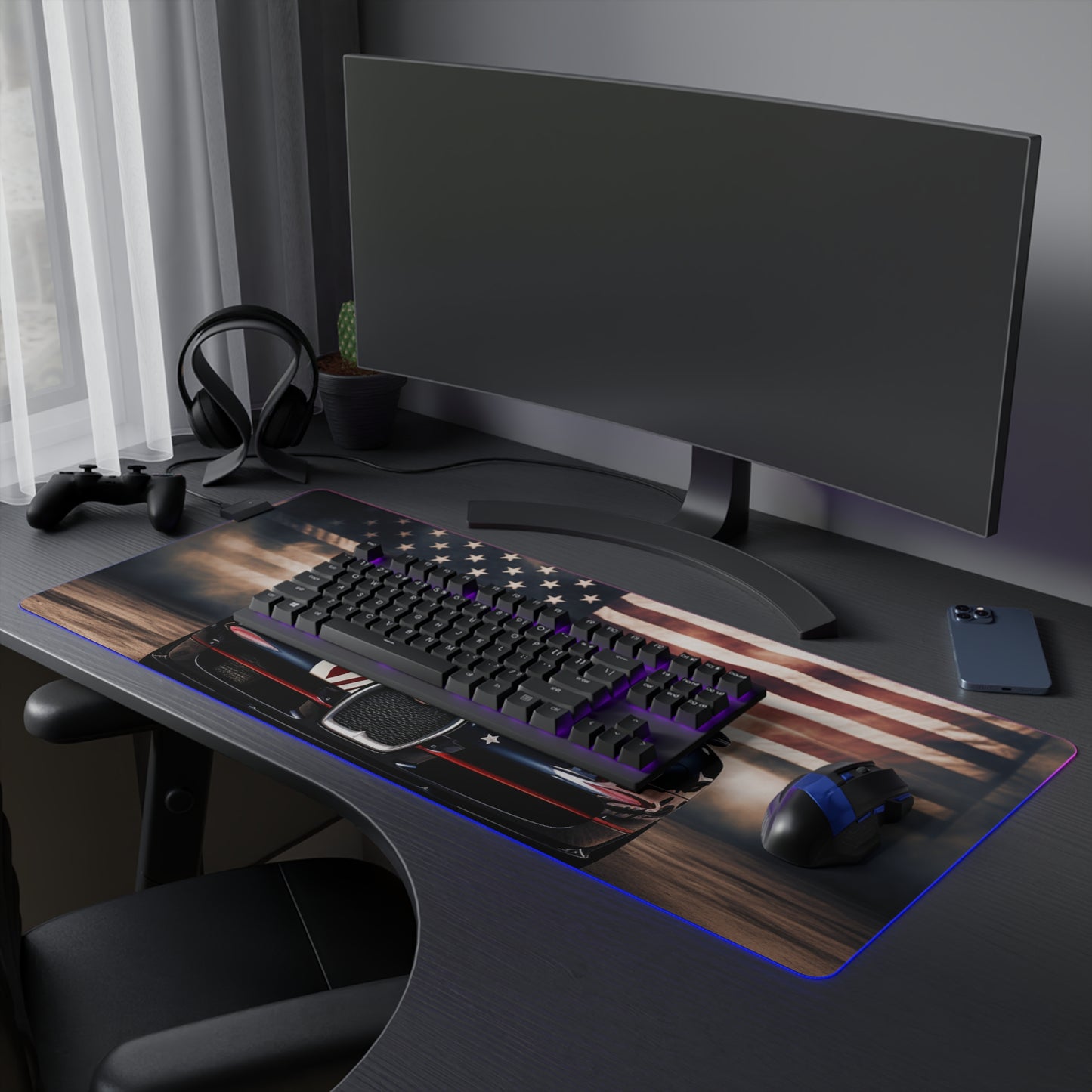 LED Gaming Mouse Pad Bugatti American Flag 2