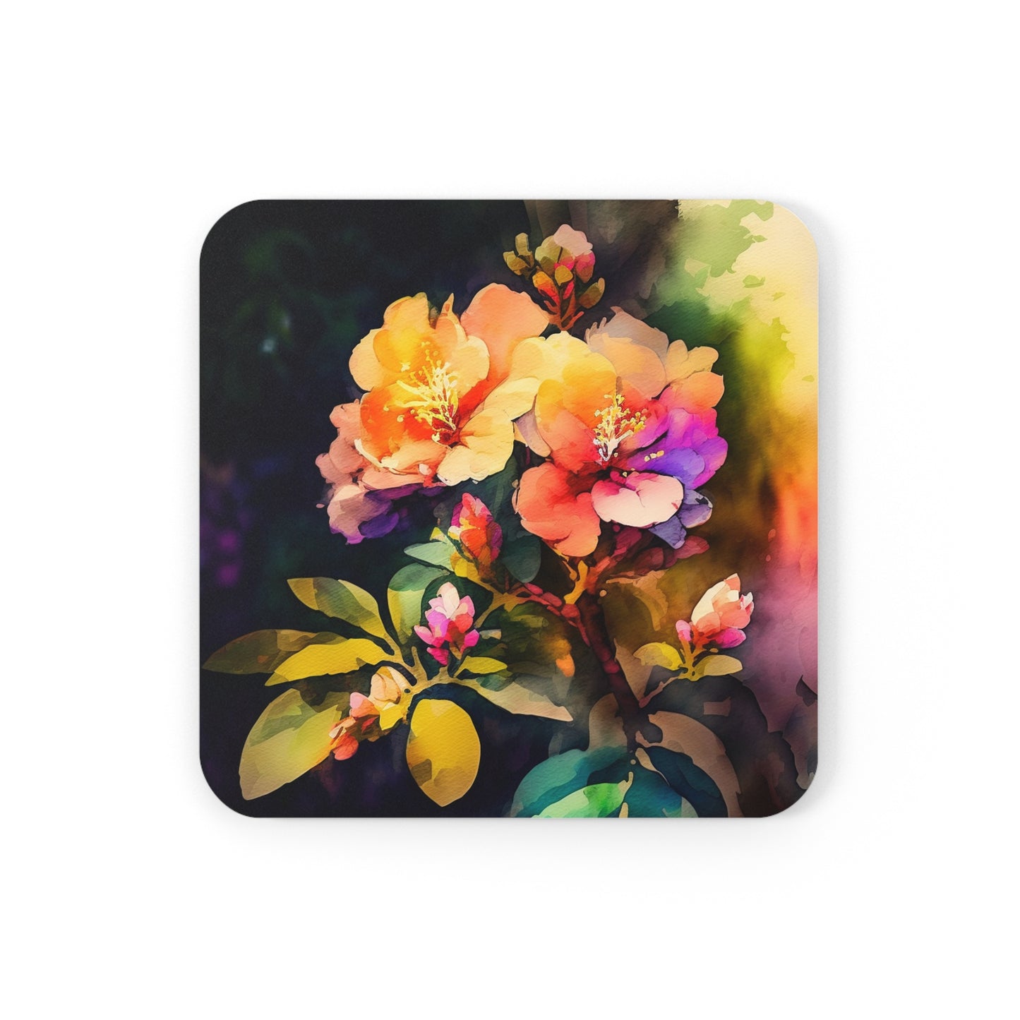 Cork Back Coaster Bright Spring Flowers 2