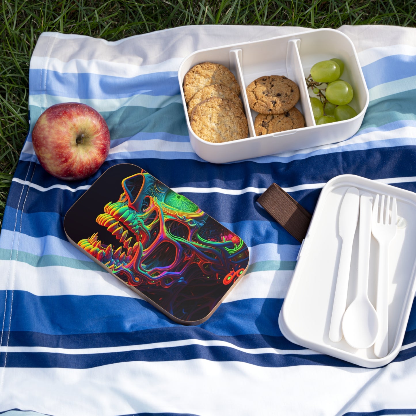 Bento Lunch Box Florescent Skull Death 1