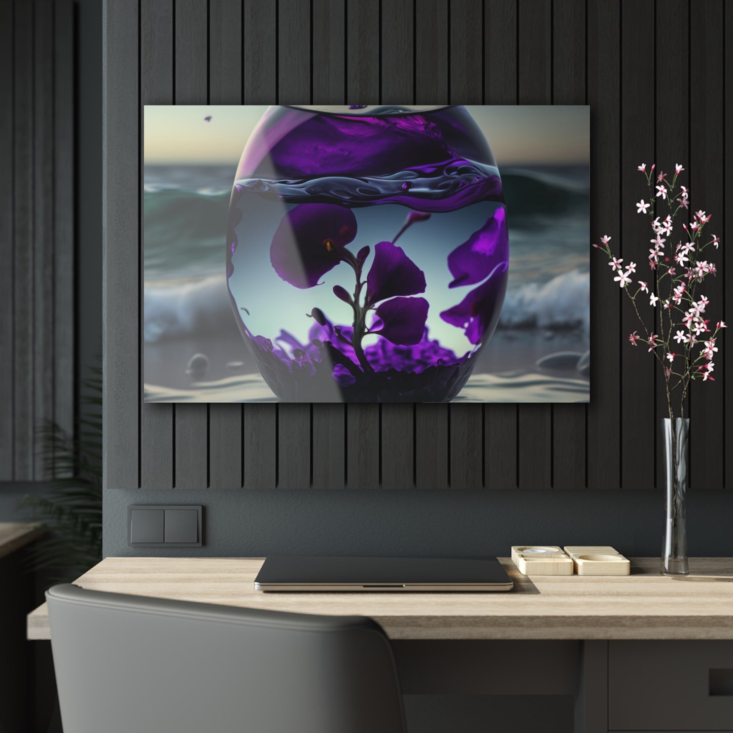 Acrylic Prints Purple Sweet pea in a vase 4