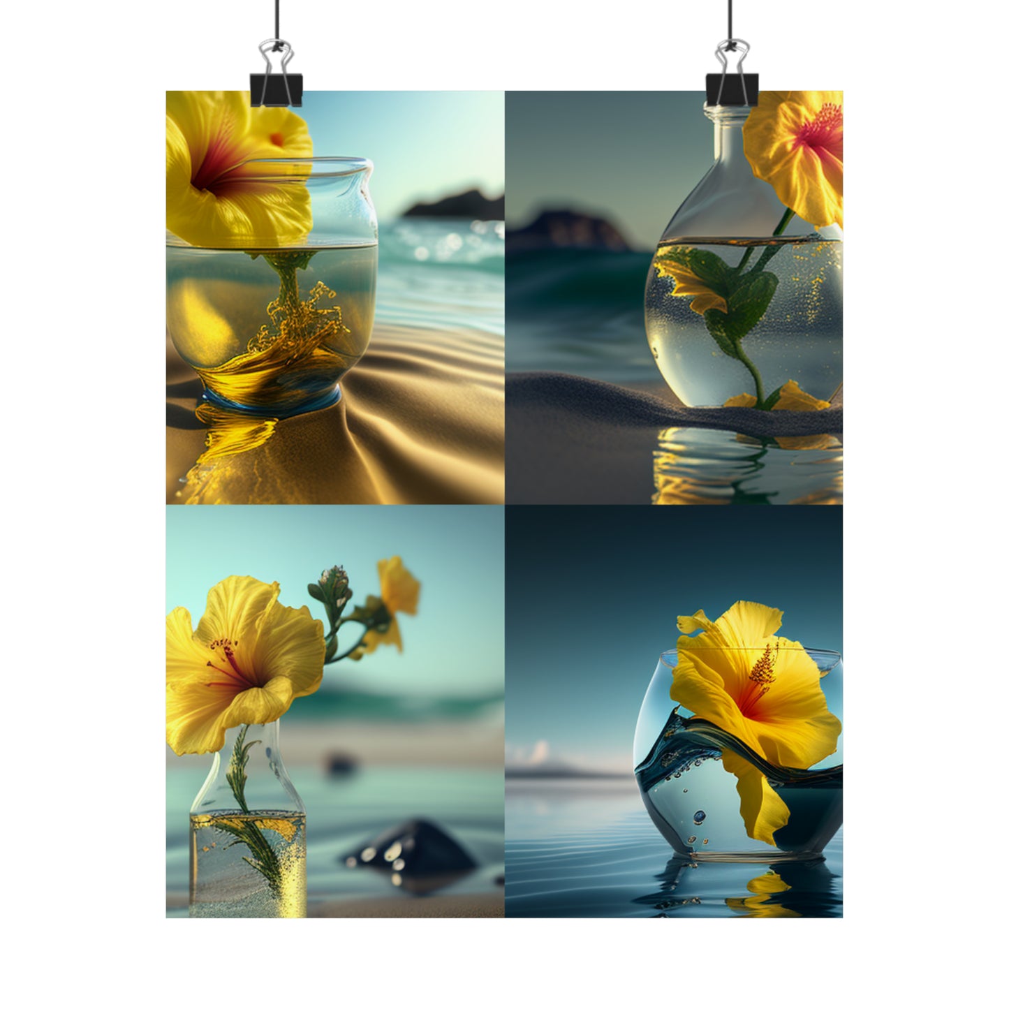 Premium Matte Vertical Posters Yellow Hibiscus glass 5