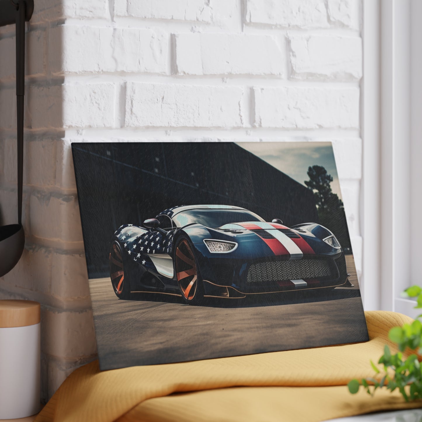 Glass Cutting Board Bugatti Flag American 2