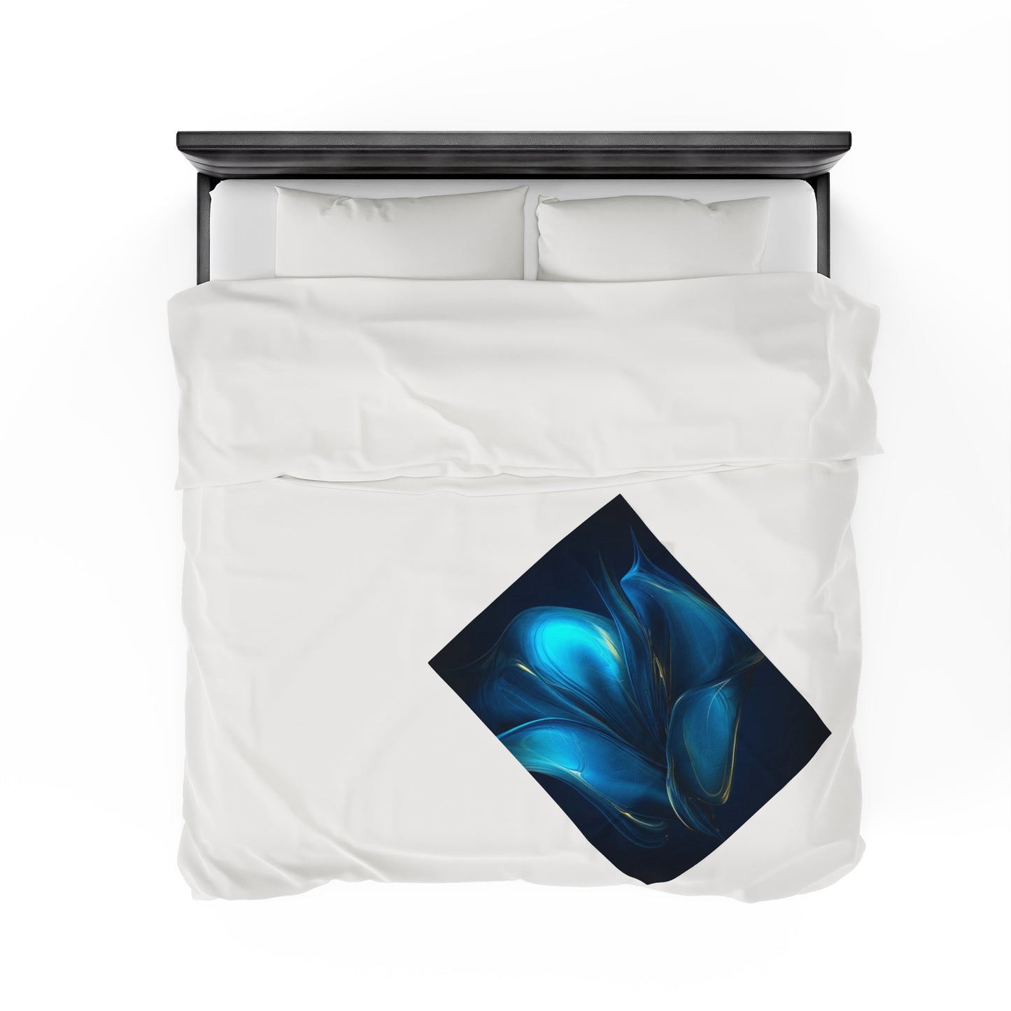 Velveteen Plush Blanket Abstract Blue Tulip 2