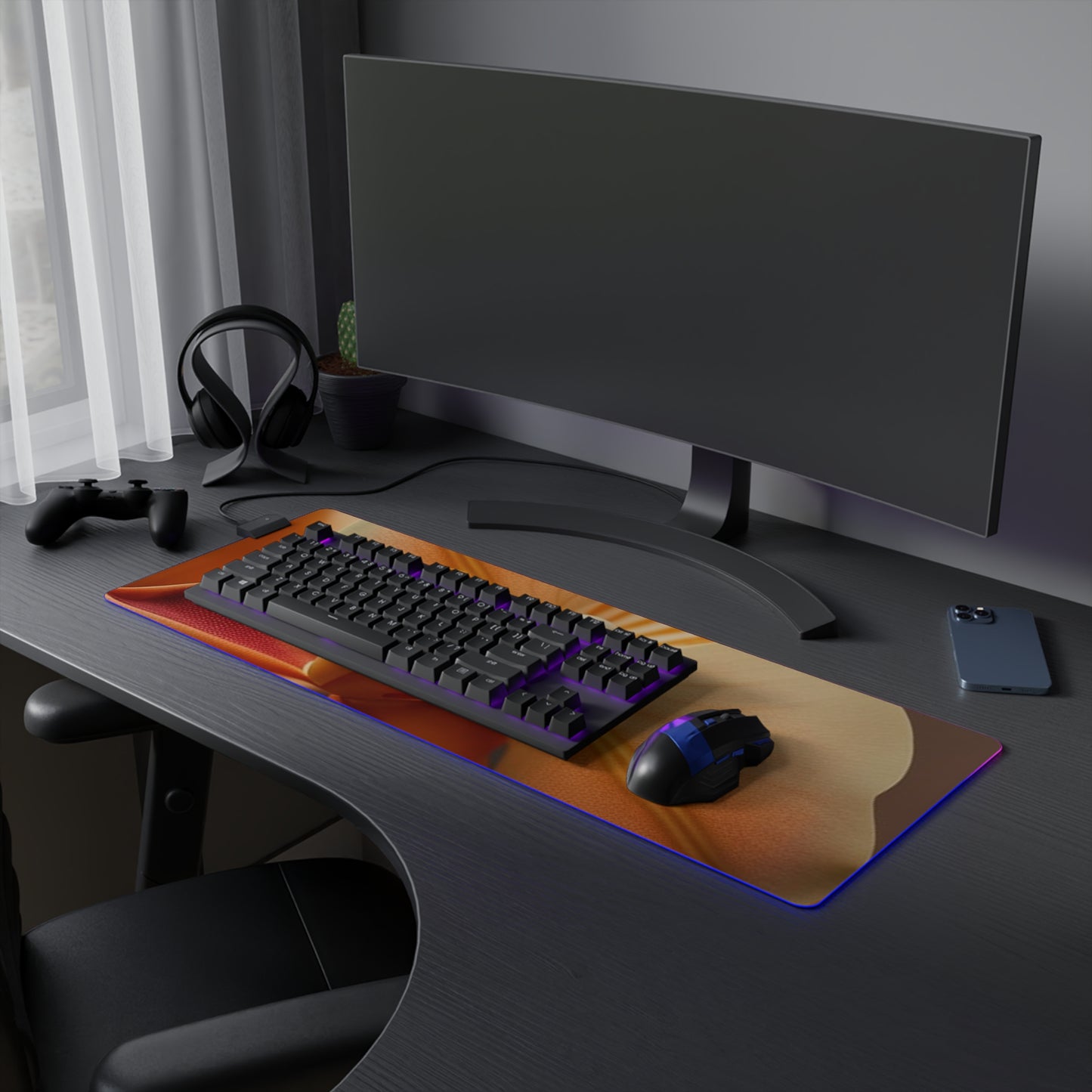 LED Gaming Mouse Pad Orange Orchid 3