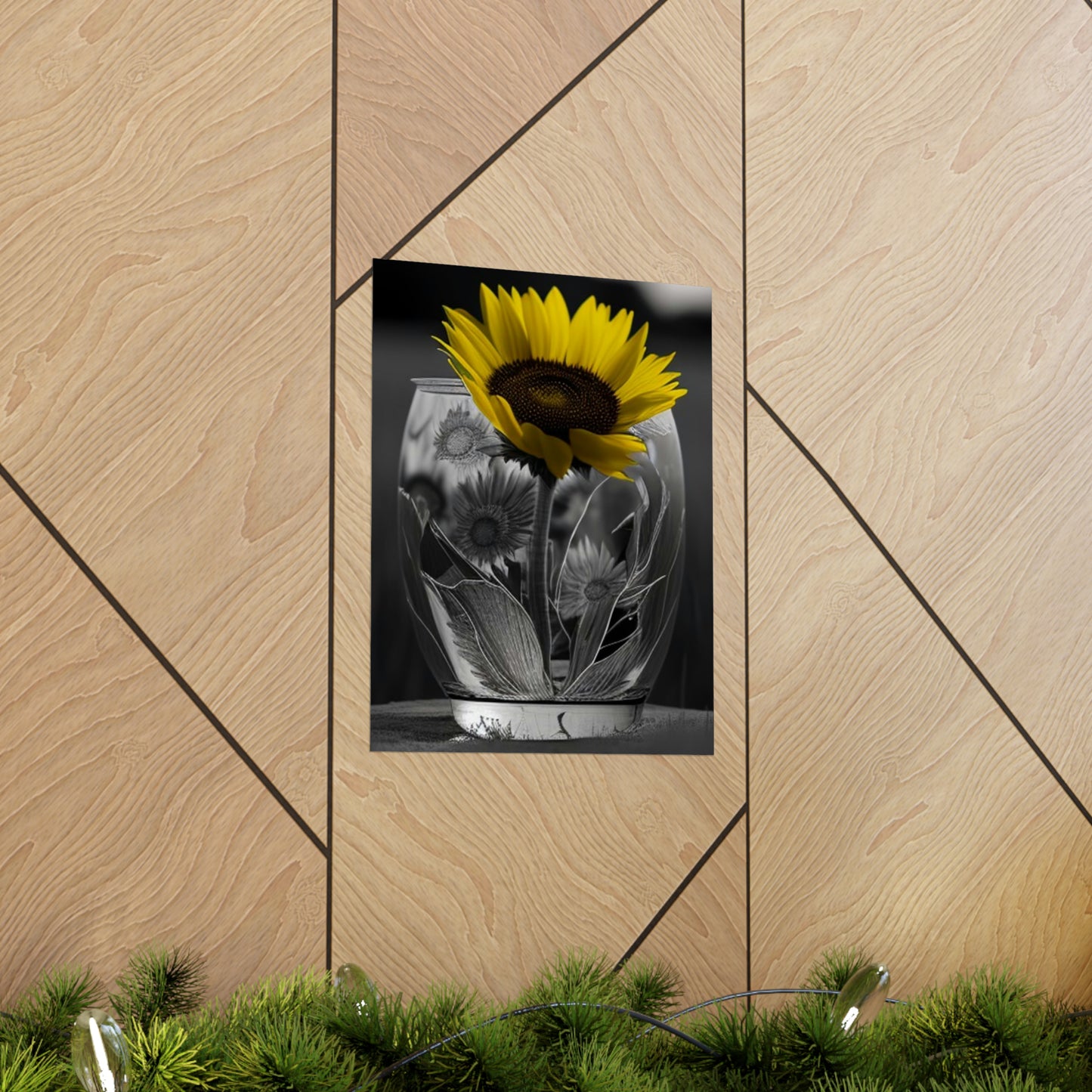 Premium Matte Vertical Posters Yellw Sunflower in a vase 1