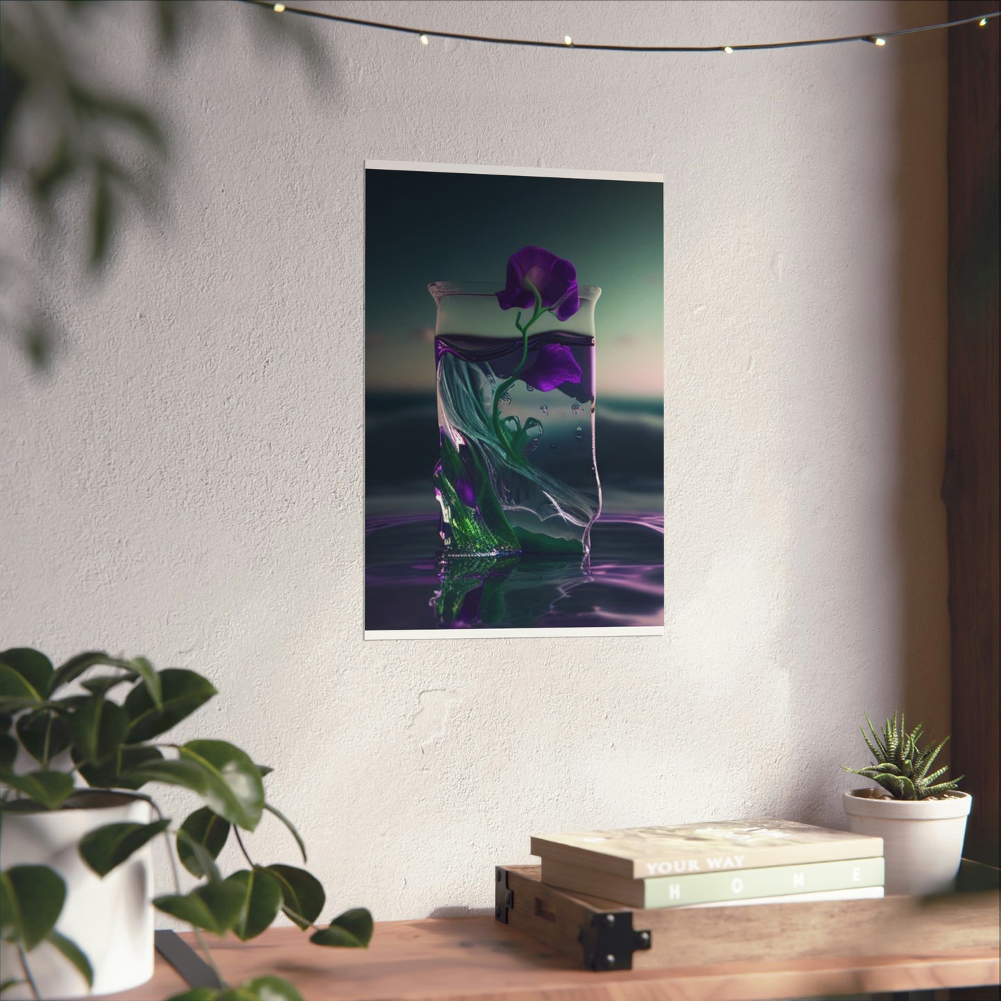 Premium Matte Vertical Posters Purple Sweet pea in a vase 3