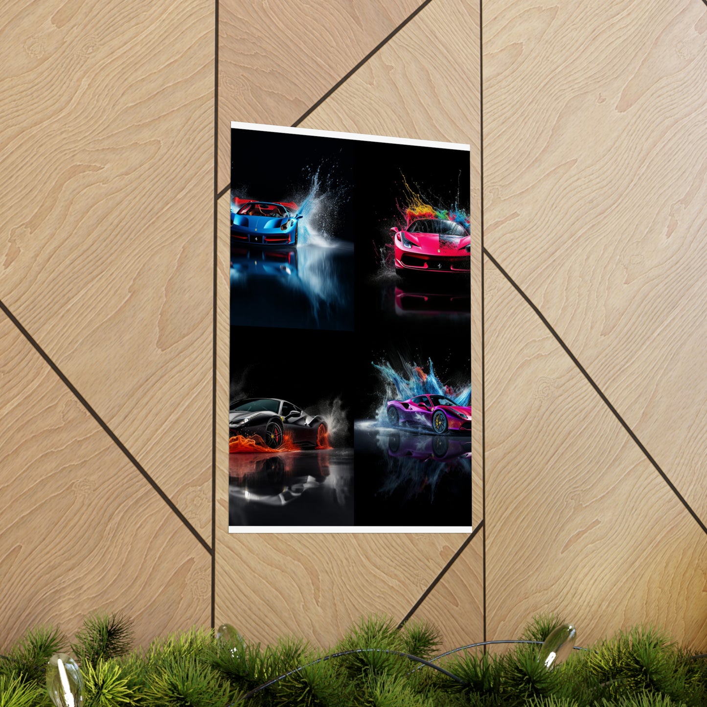 Premium Matte Vertical Posters Ferrari Water Splash 5