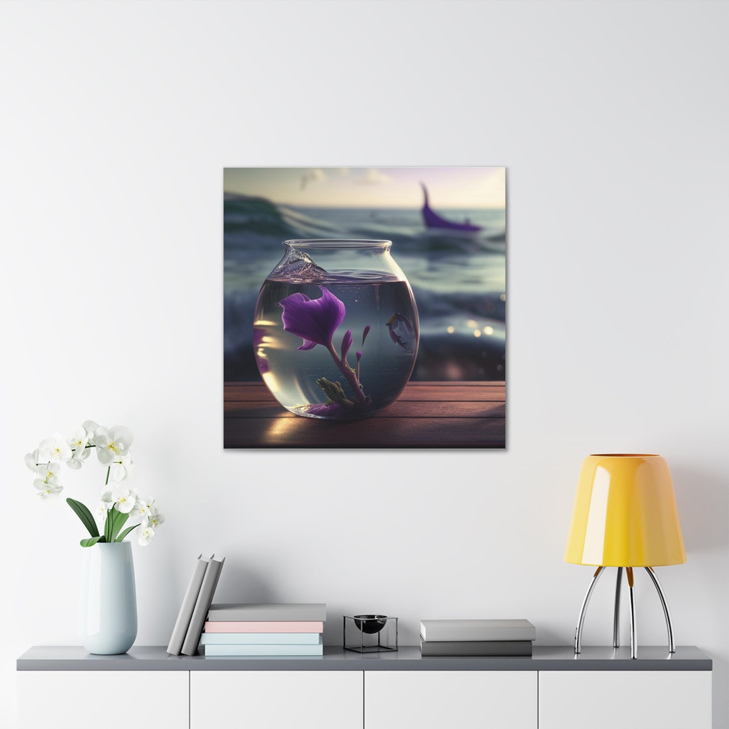 Canvas Gallery Wraps Purple Sweet pea in a vase 1
