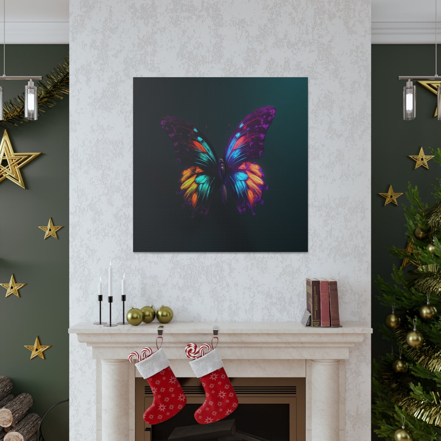 Canvas Gallery Wraps Hyper Colorful Butterfly Purple 1