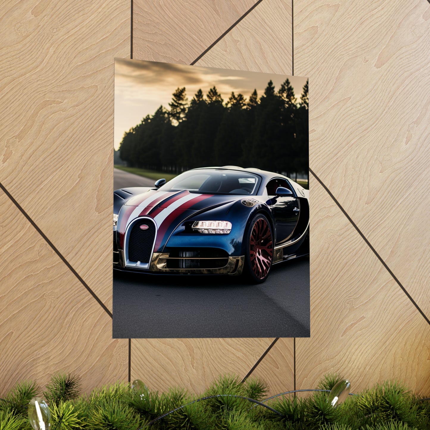 Premium Matte Vertical Posters Bugatti Flag American 1