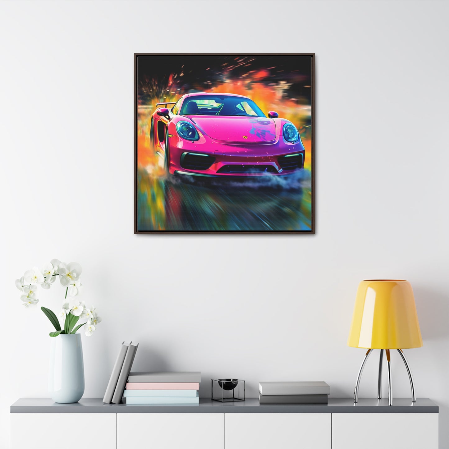 Gallery Canvas Wraps, Square Frame Pink Porsche water fusion 4