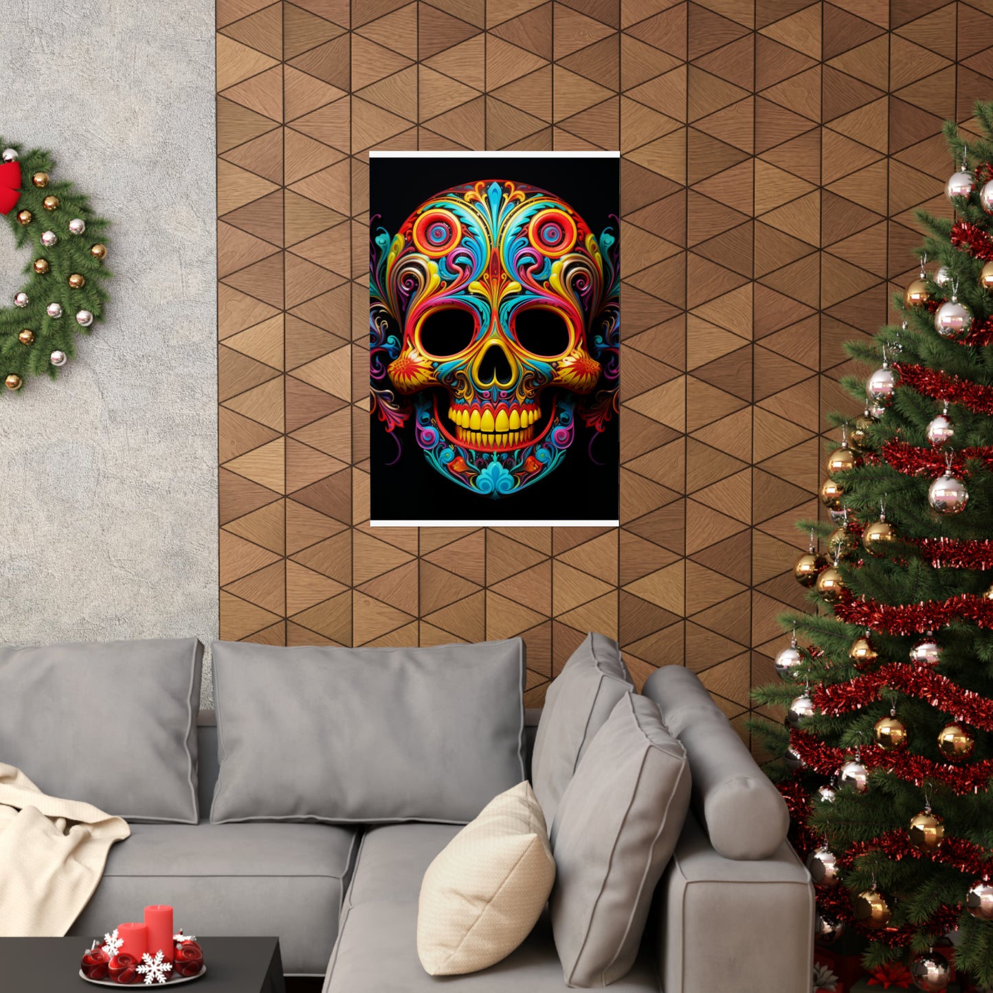 Premium Matte Vertical Posters Macro Skull Color 1