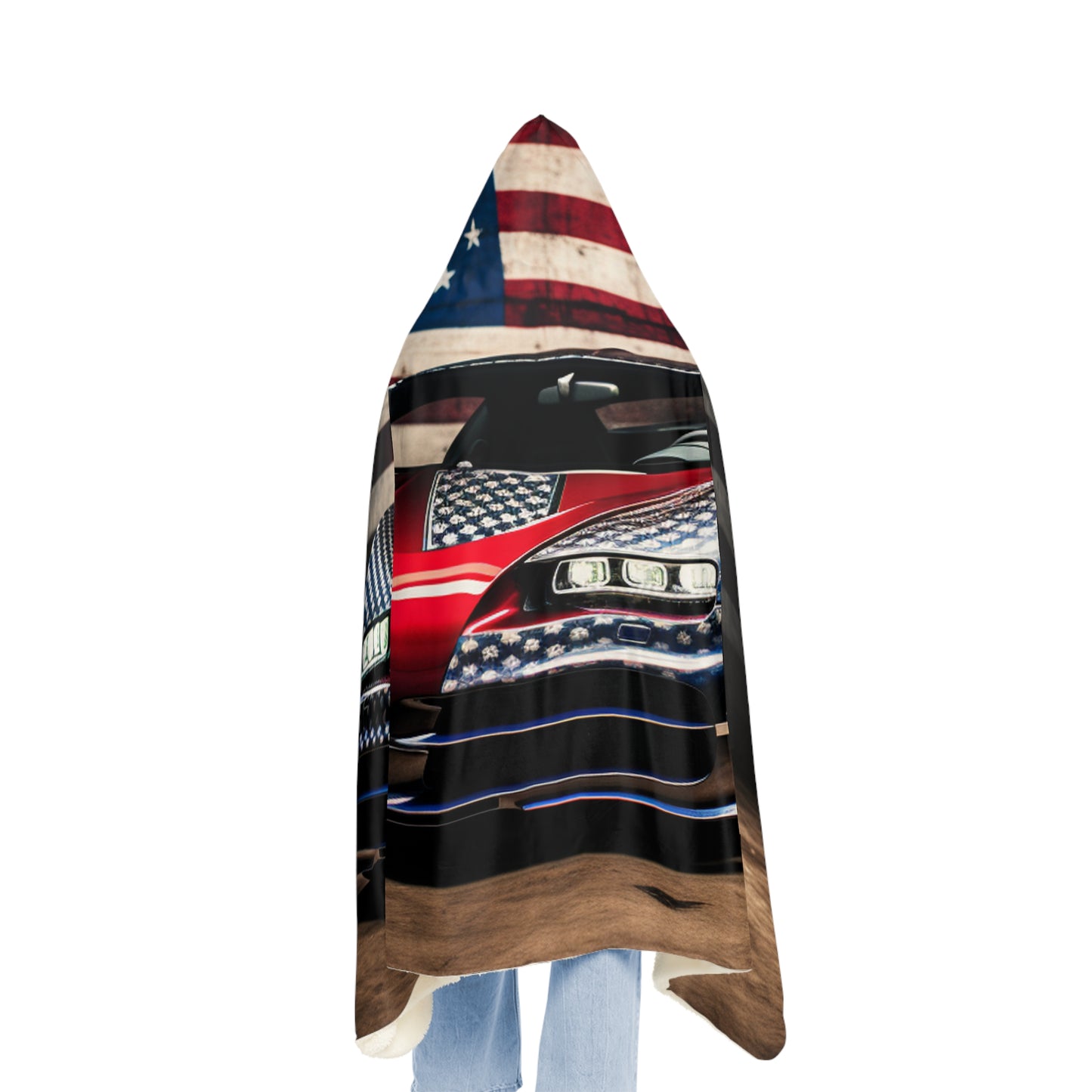 Snuggle Hooded Blanket Bugatti American Flag 1