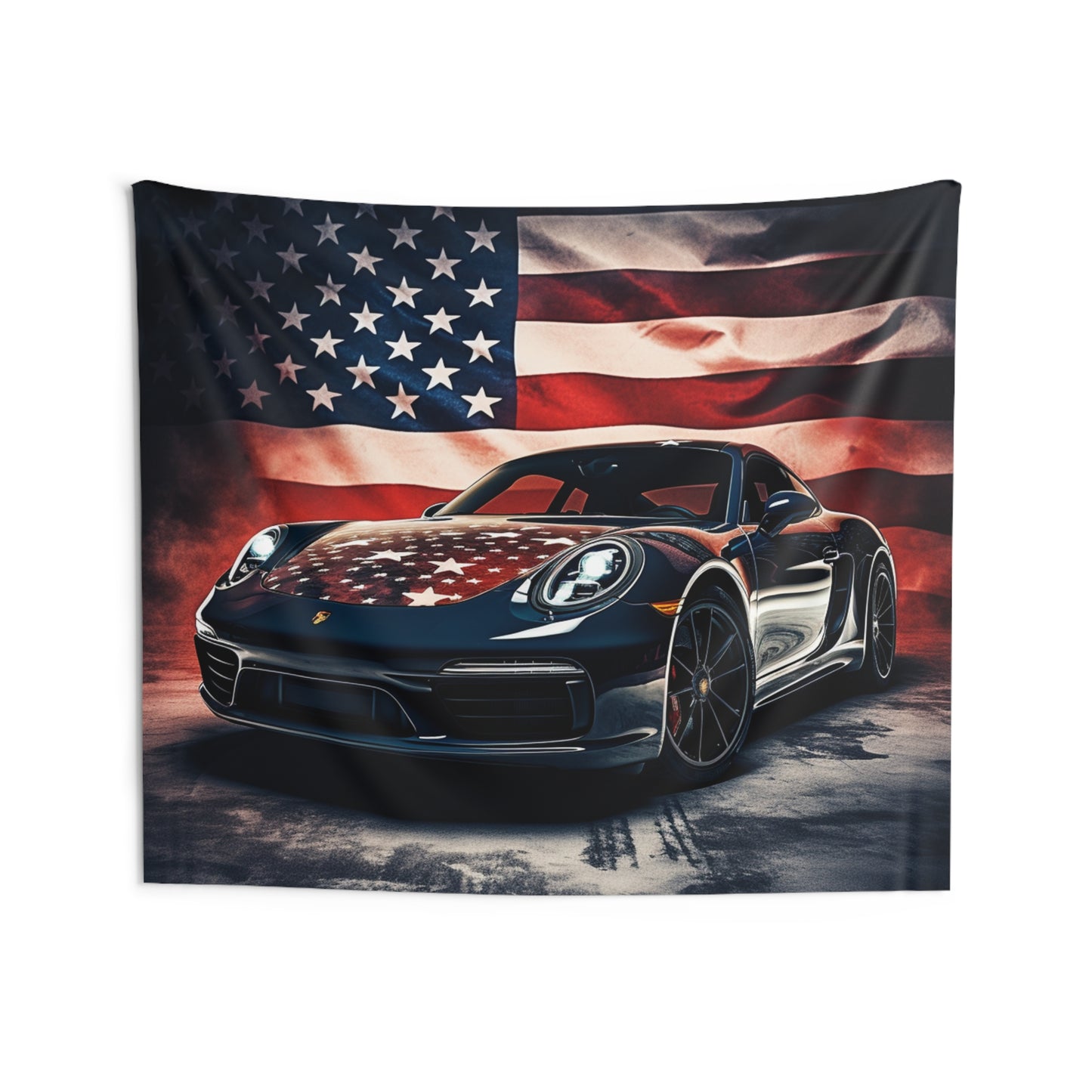 Indoor Wall Tapestries Abstract American Flag Background Porsche 2