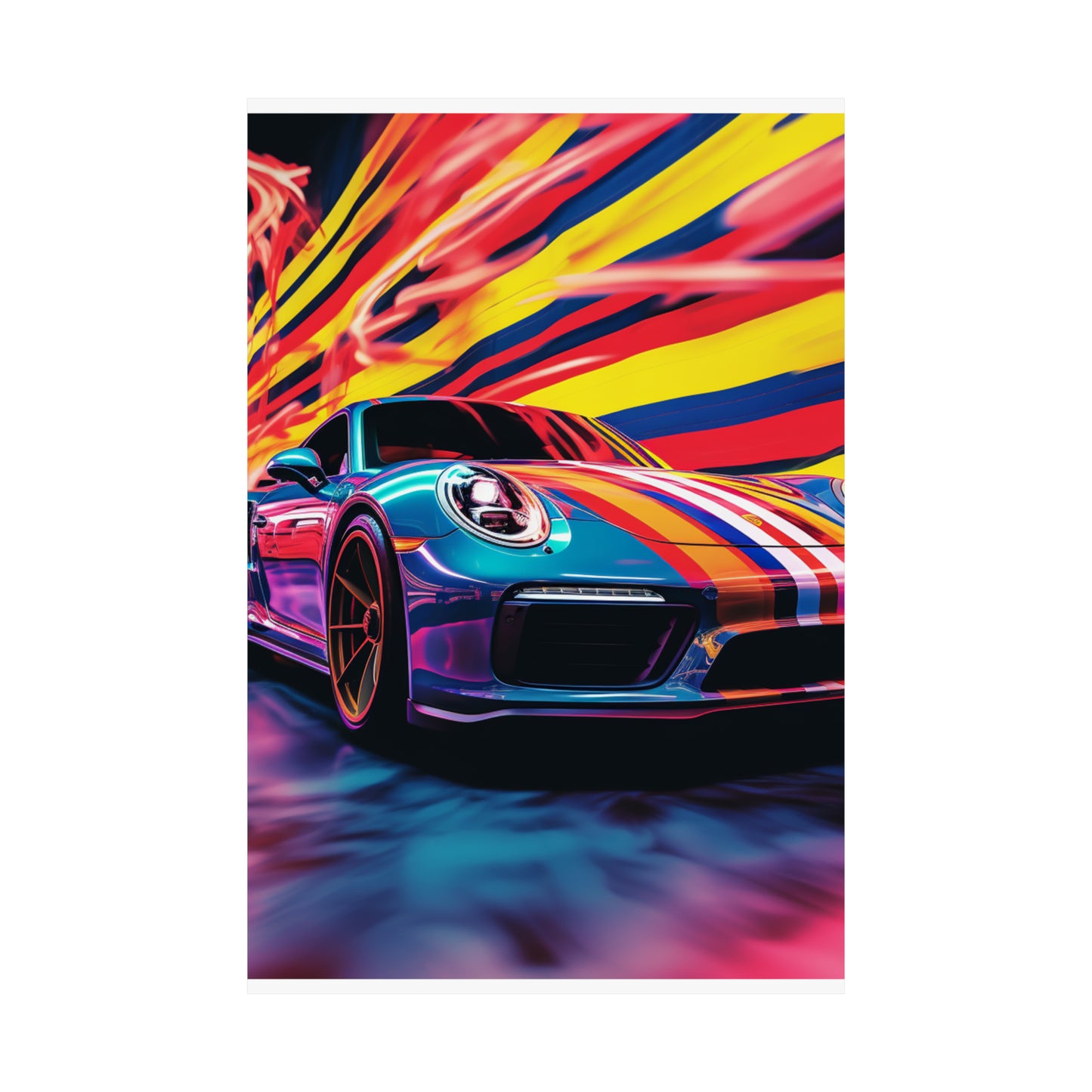 Premium Matte Vertical Posters Macro American Flag Porsche 2