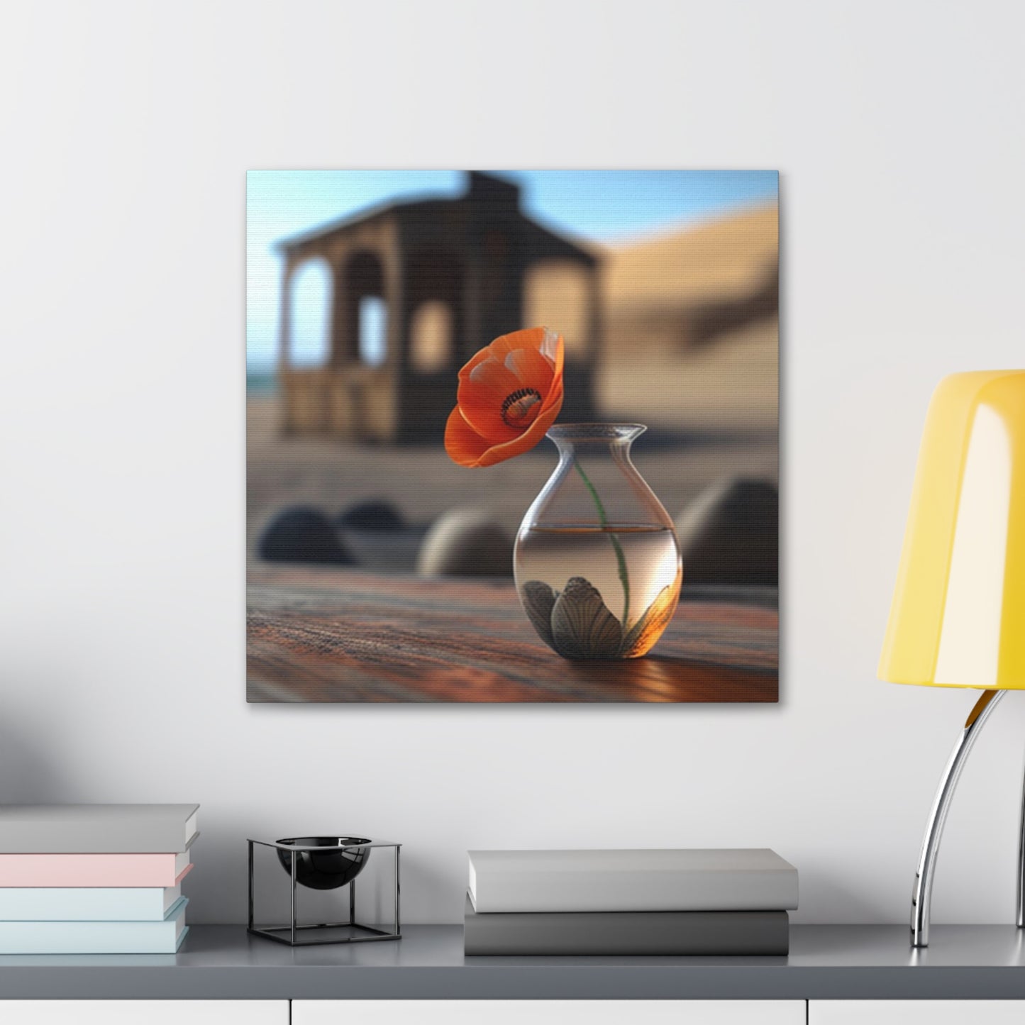 Canvas Gallery Wraps Poppy in a Glass Vase 1
