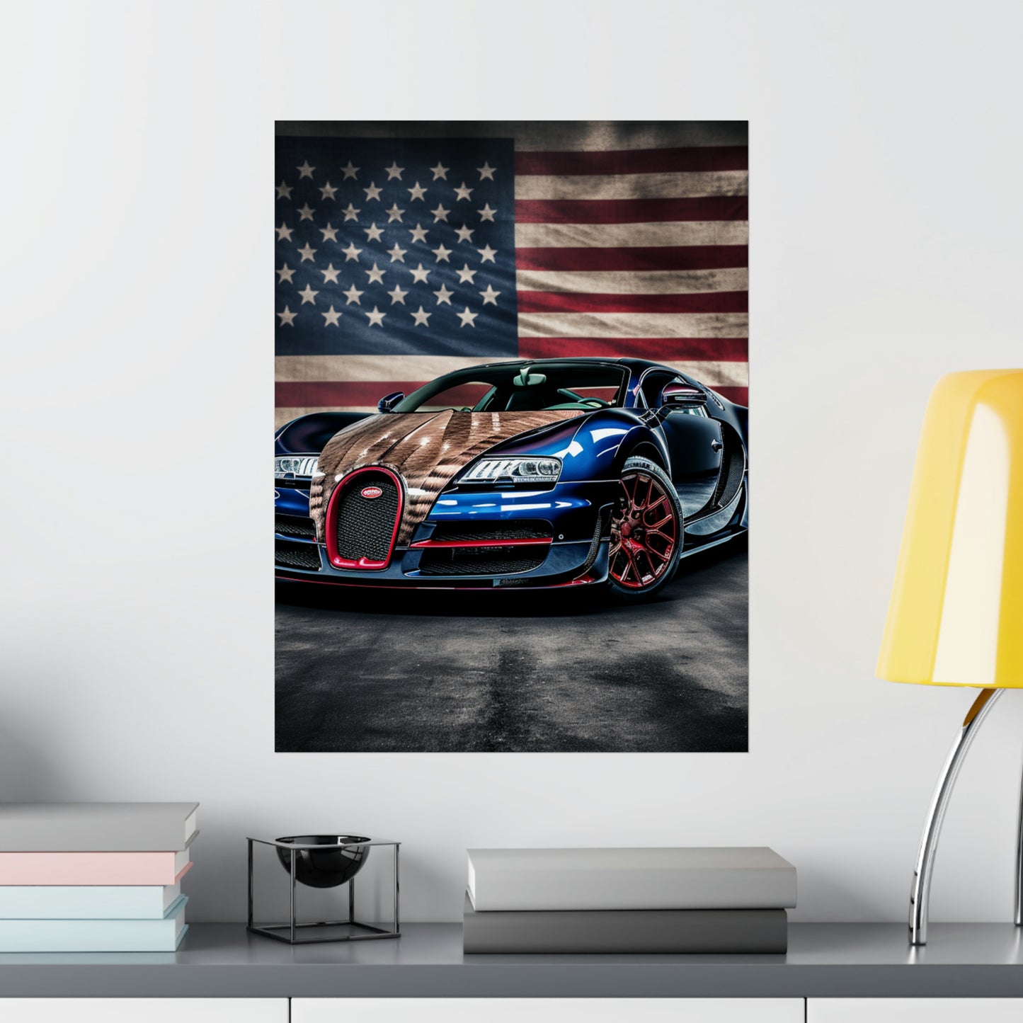 Premium Matte Vertical Posters Bugatti American Flag 4