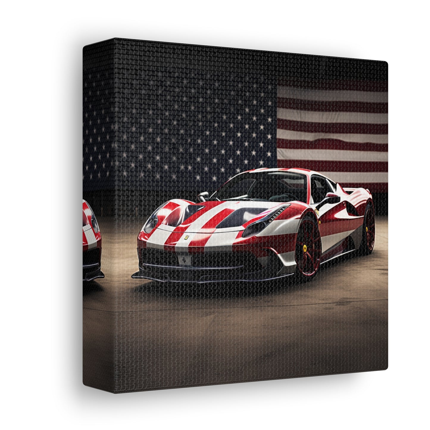 Canvas Gallery Wraps American Flag Background Ferrari 2