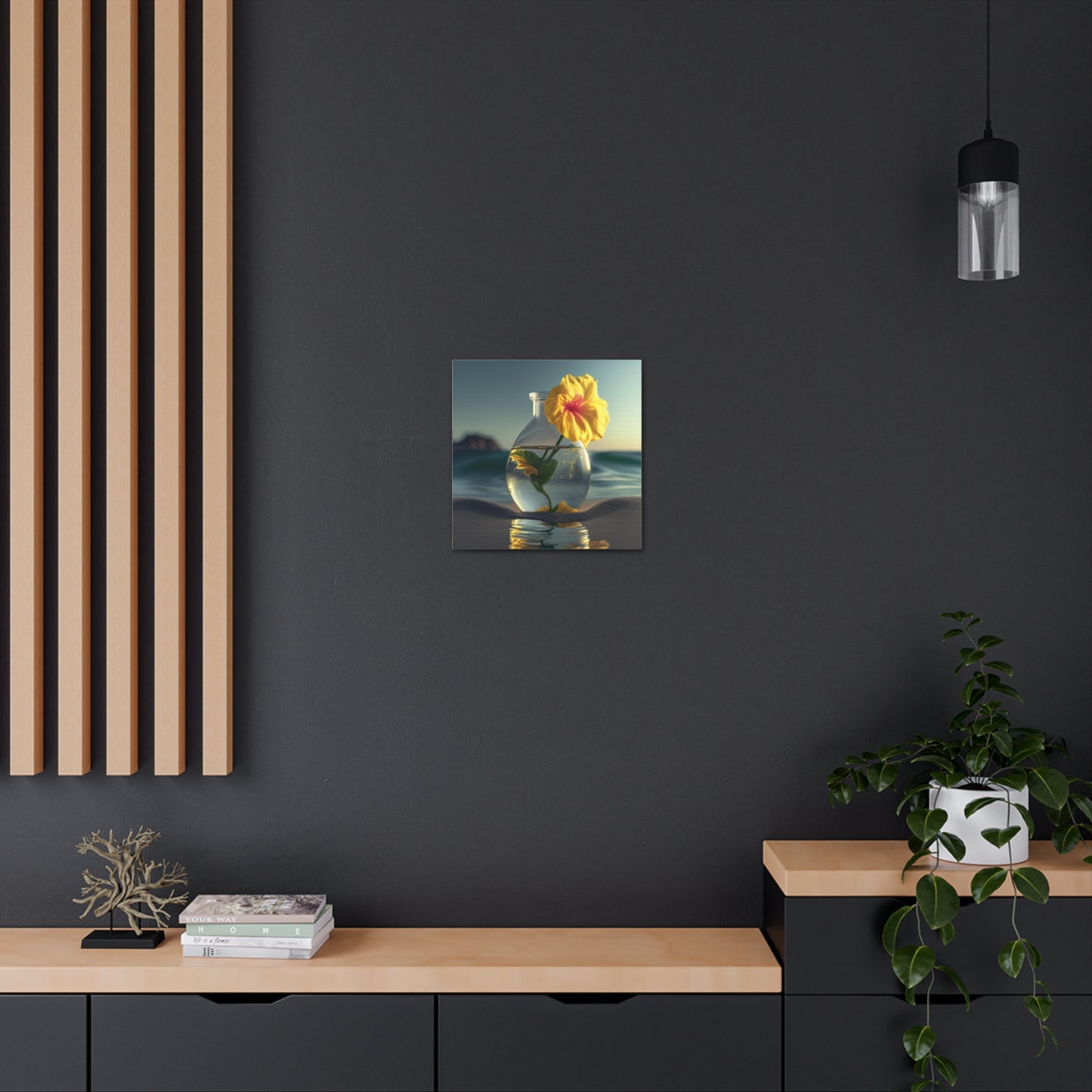 Canvas Gallery Wraps Yellow Hibiscus glass 2