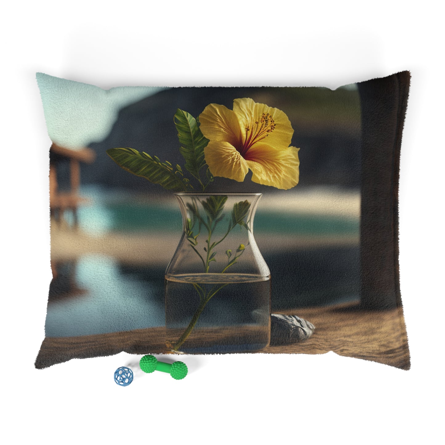 Pet Bed Yellow Hibiscus Wood 4