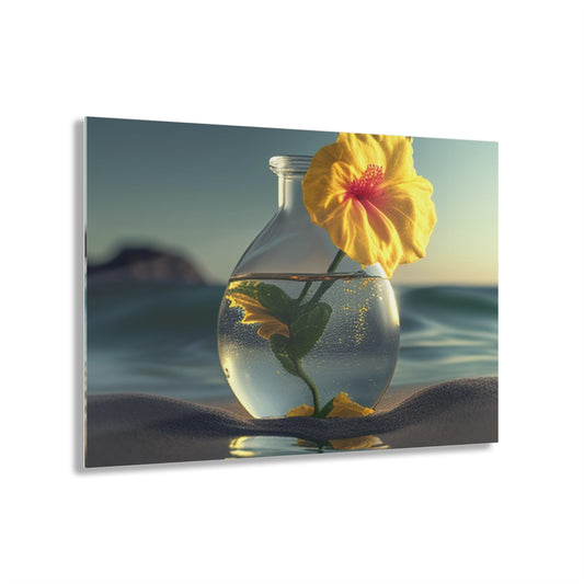 Acrylic Prints Yellow Hibiscus glass 2