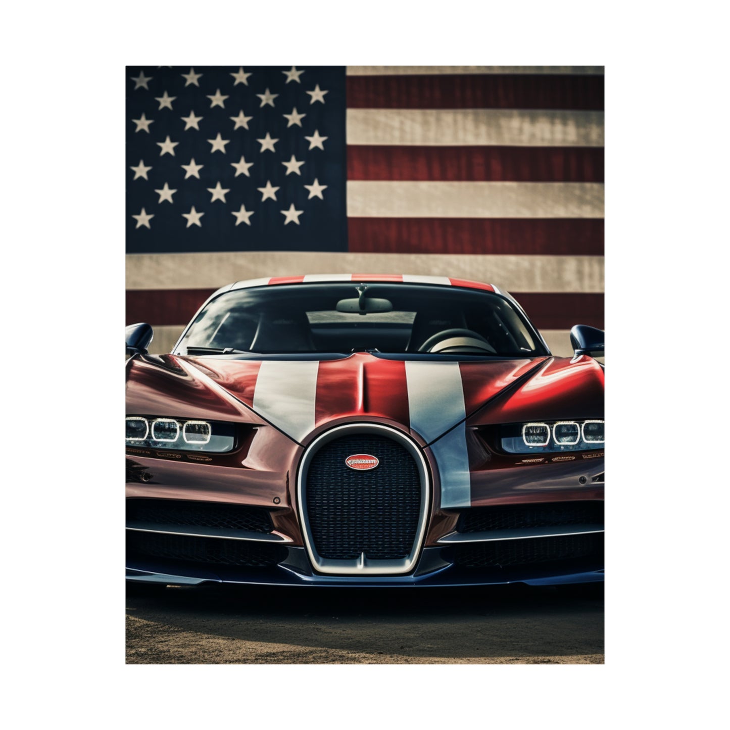 Premium Matte Vertical Posters Bugatti Flag 1