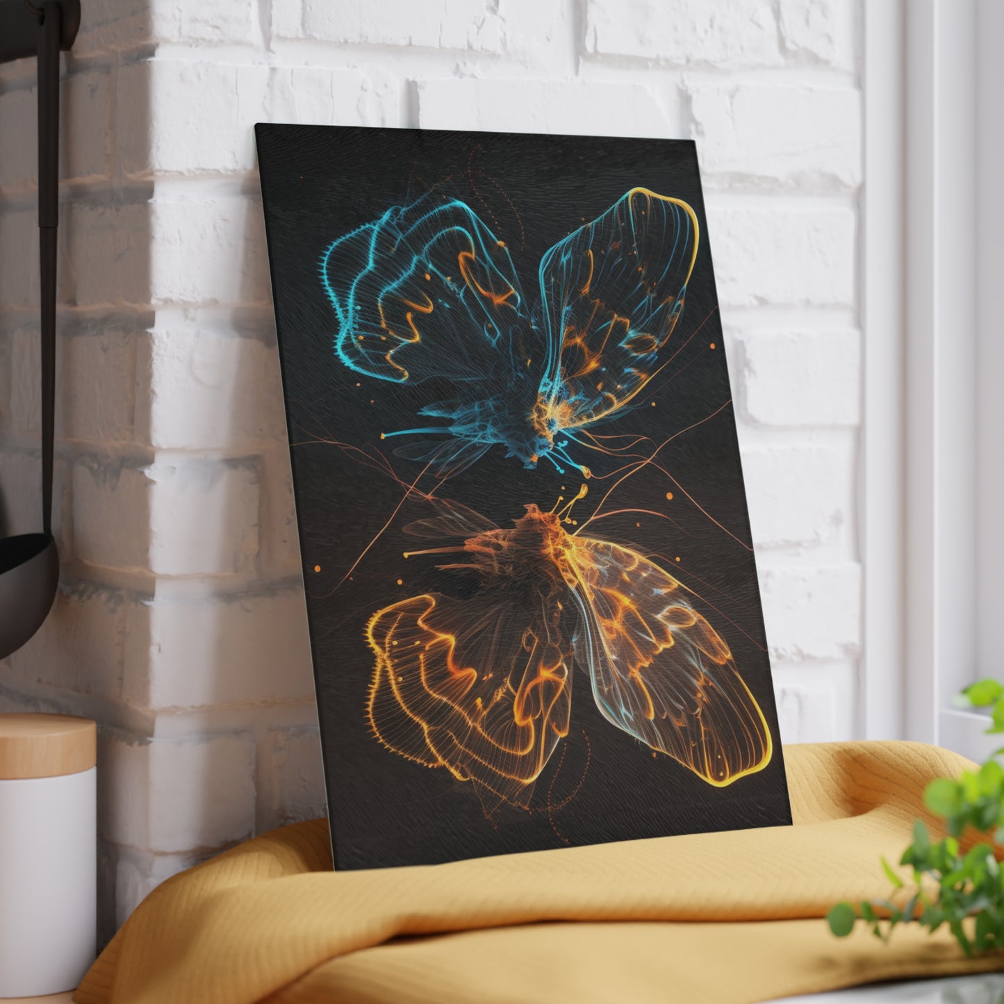 Glass Cutting Board Neon Glo Butterfly 1