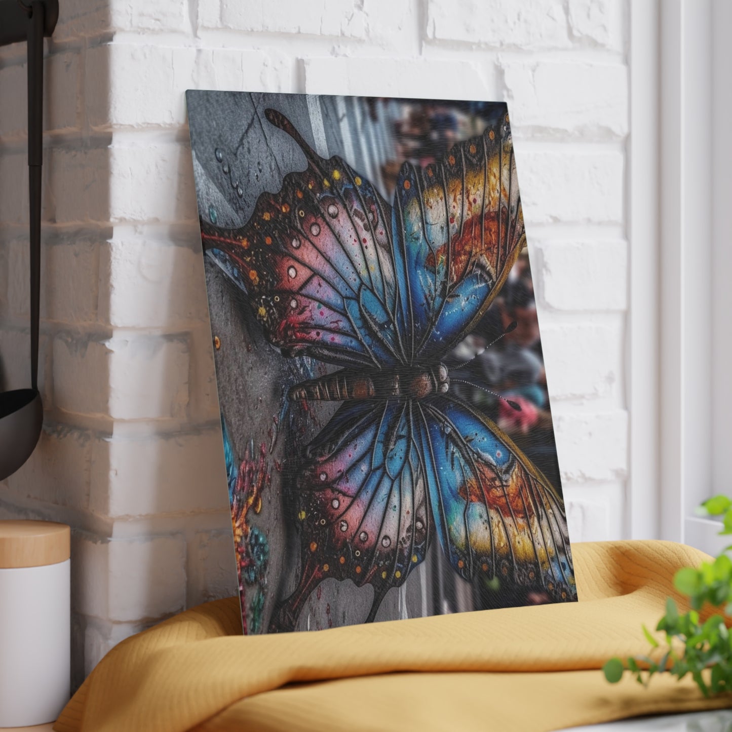 Glass Cutting Board Liquid Street Butterfly 4