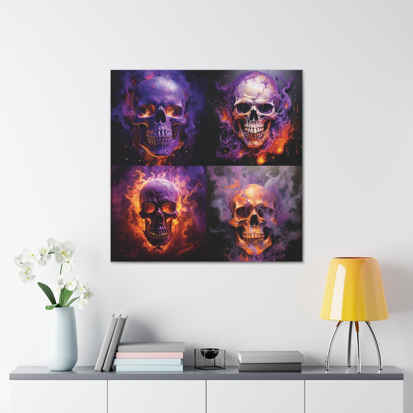 Canvas Gallery Wraps Skull Flames 5