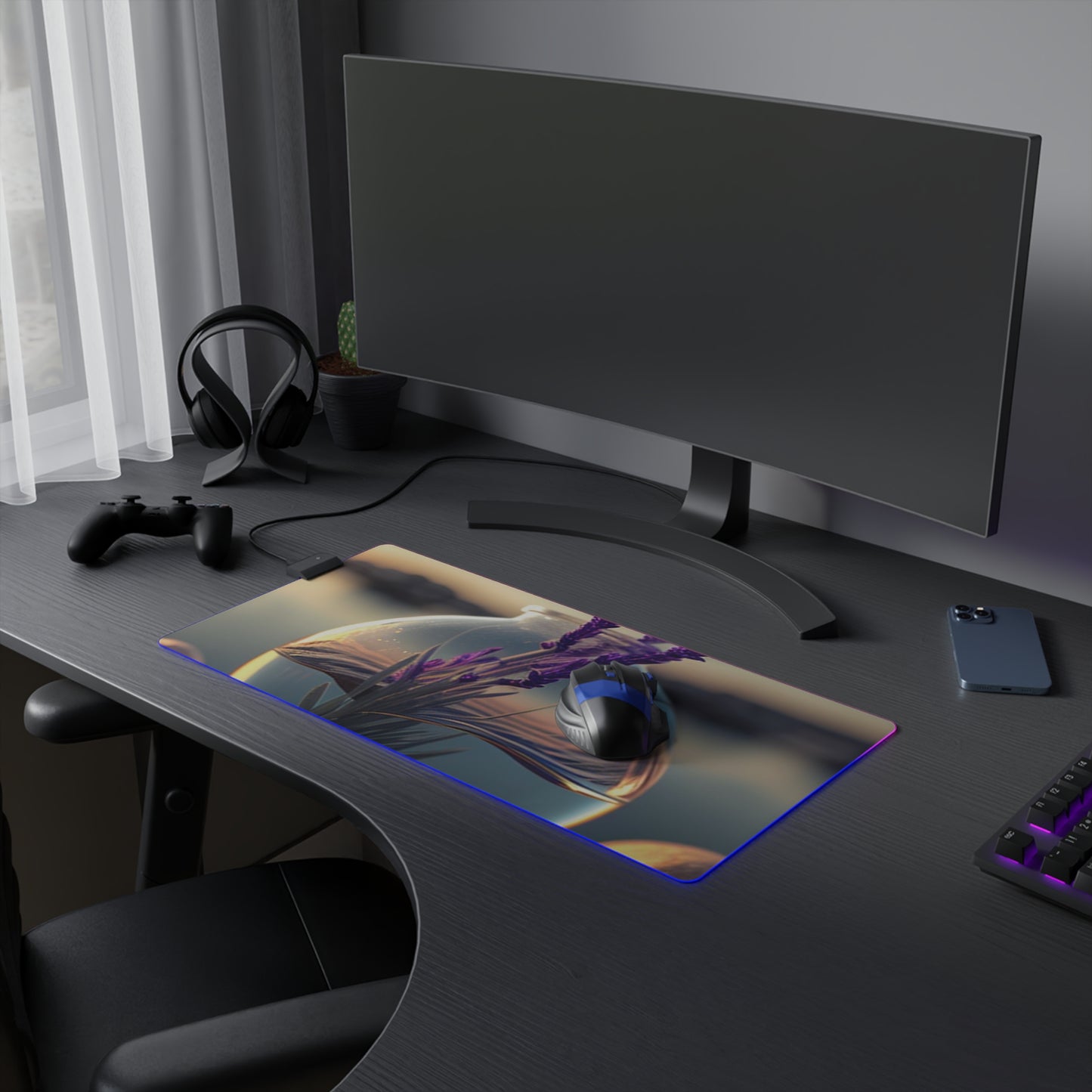 LED Gaming Mouse Pad Lavender in a vase 3