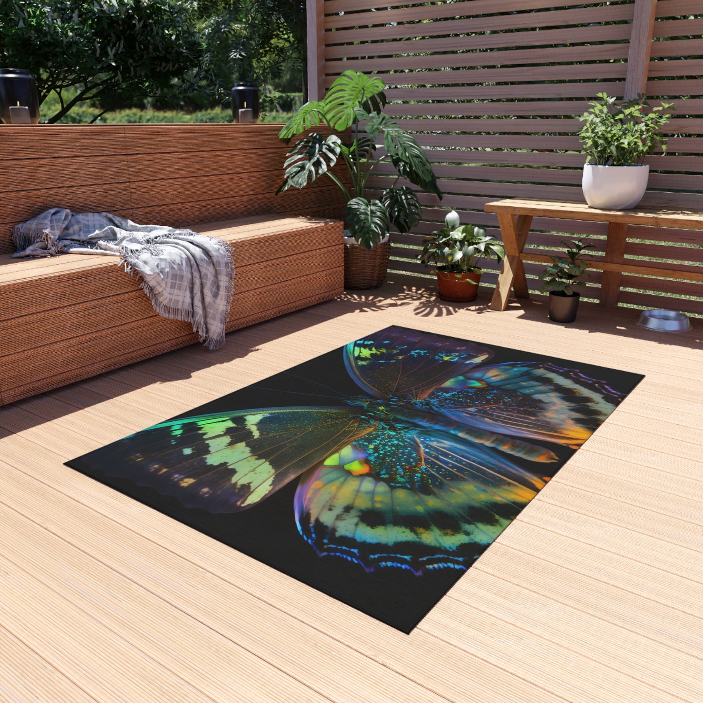 Outdoor Rug  Neon Butterfly Flair 4