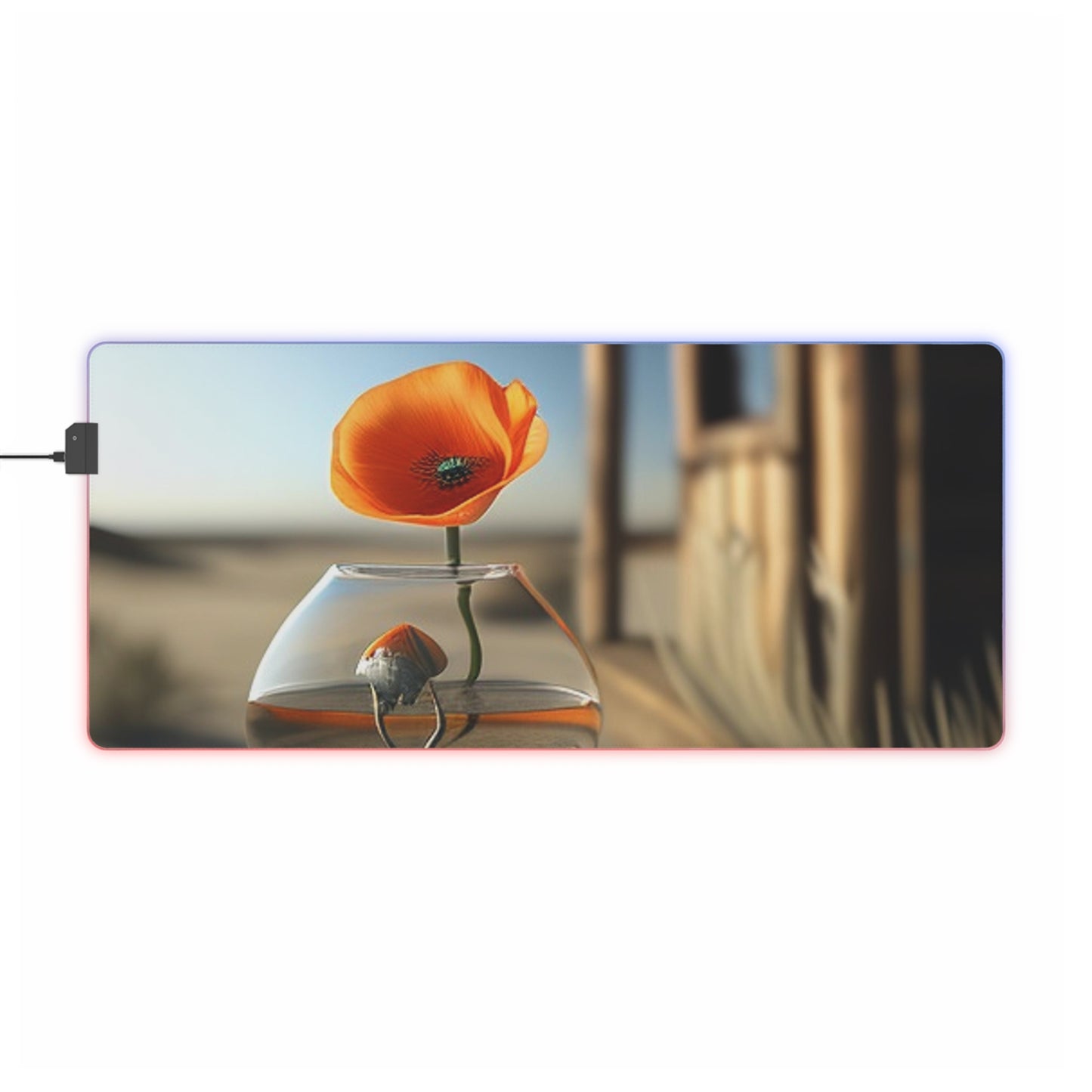 LED Gaming Mouse Pad Orange Poppy in a Vase 1