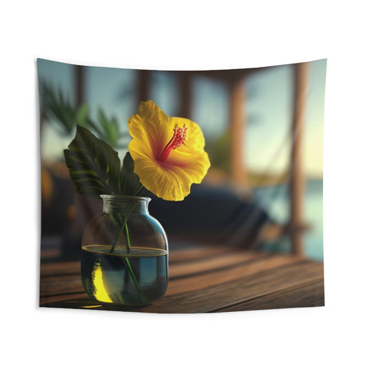 Indoor Wall Tapestries Yellow Hibiscus Wood 2