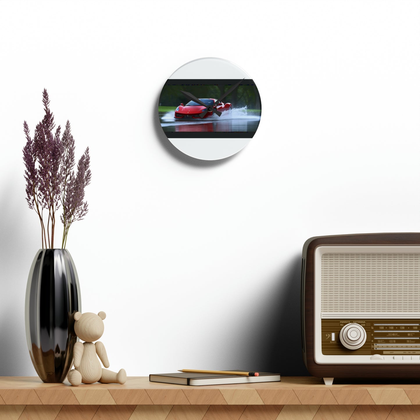 Acrylic Wall Clock Water Ferrari Splash 2