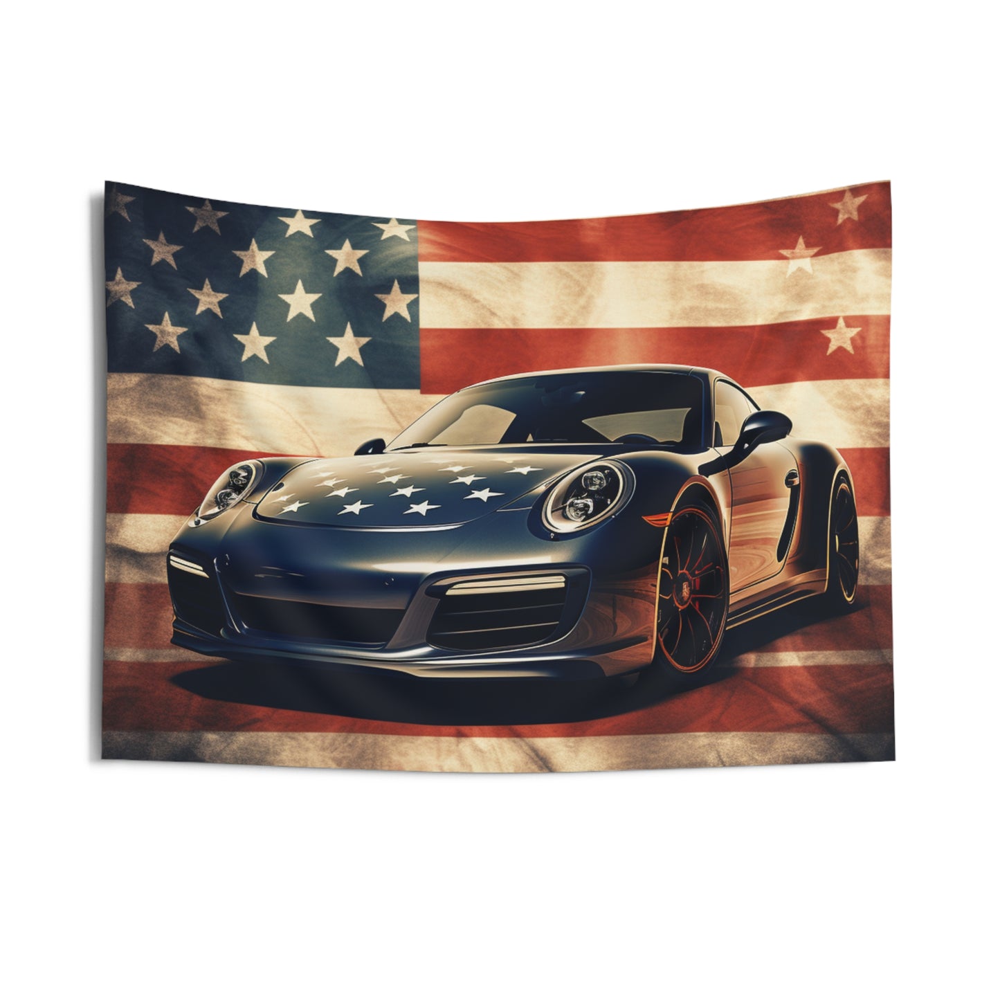 Indoor Wall Tapestries Abstract American Flag Background Porsche 3