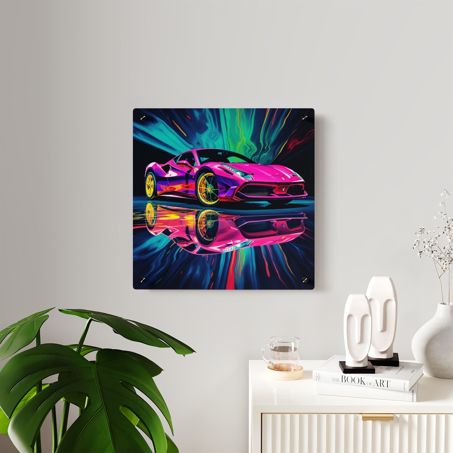 Acrylic Wall Art Panels Pink Ferrari Macro 4