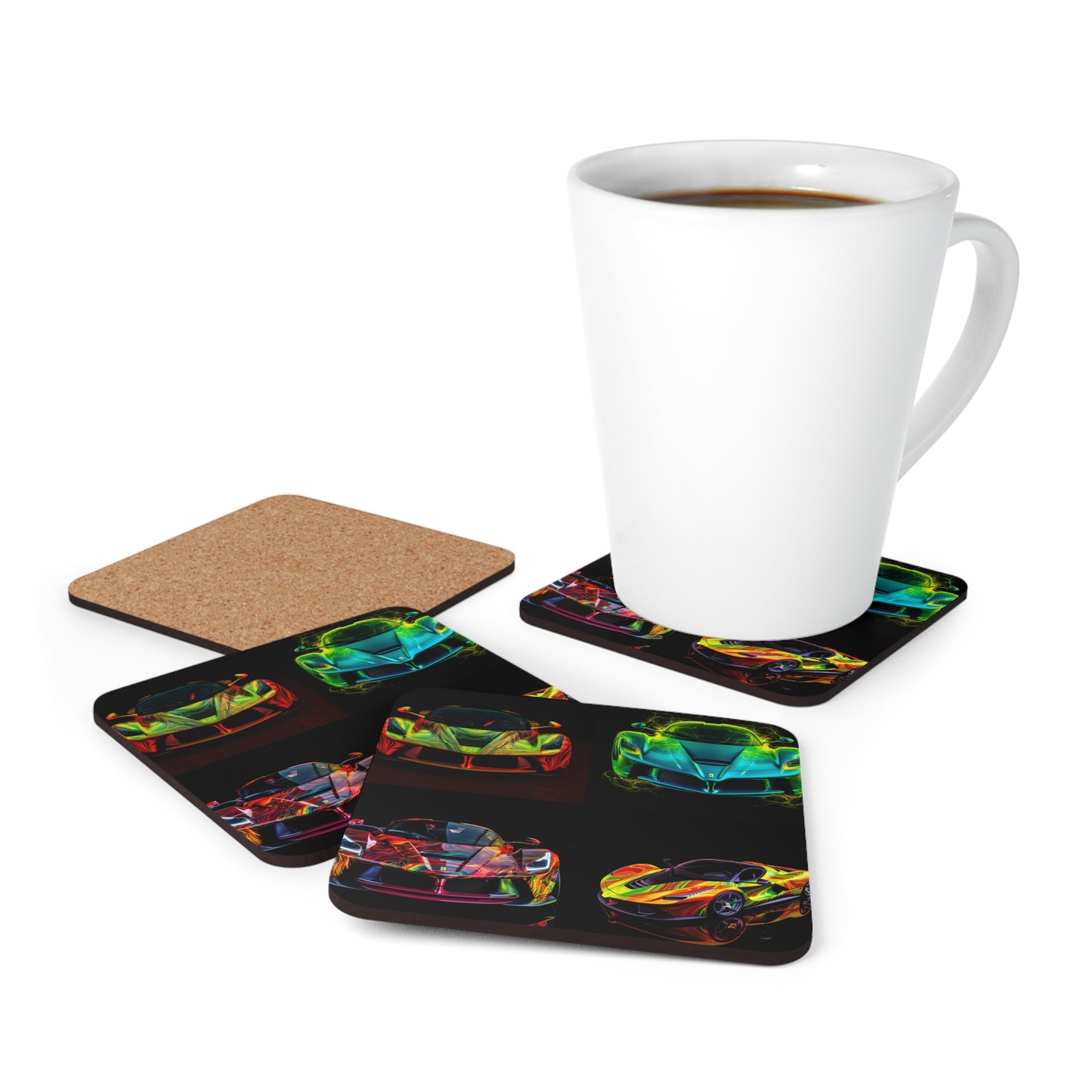 Corkwood Coaster Set Ferrari Neon 5