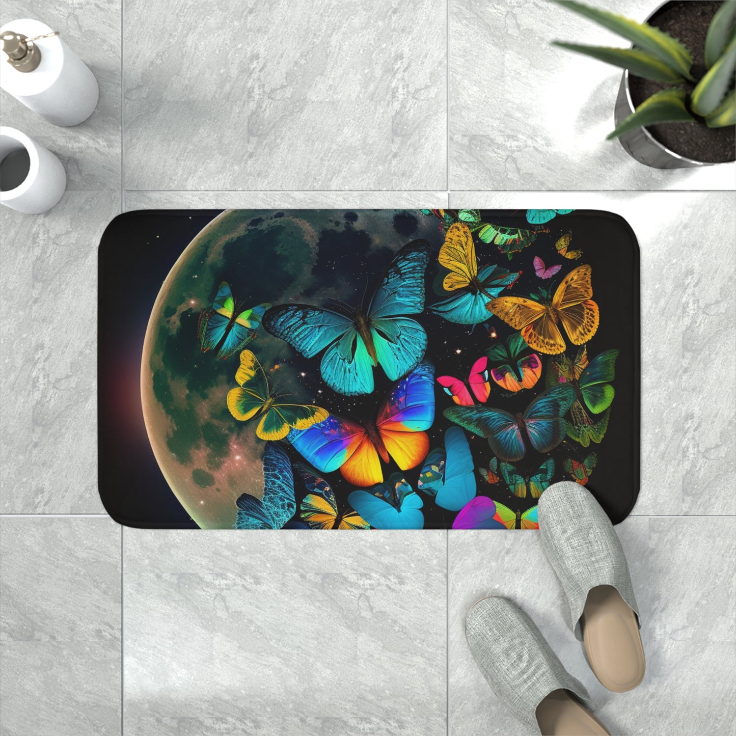 Memory Foam Bath Mat Moon Butterfly 2