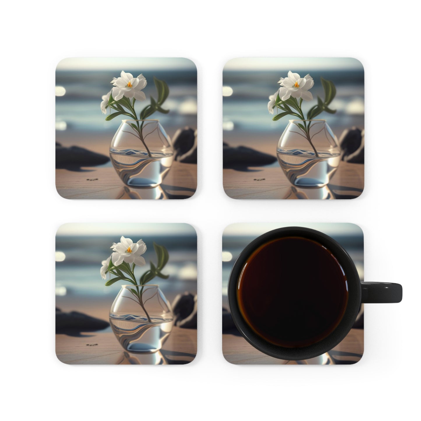 Corkwood Coaster Set Jasmine glass vase 3