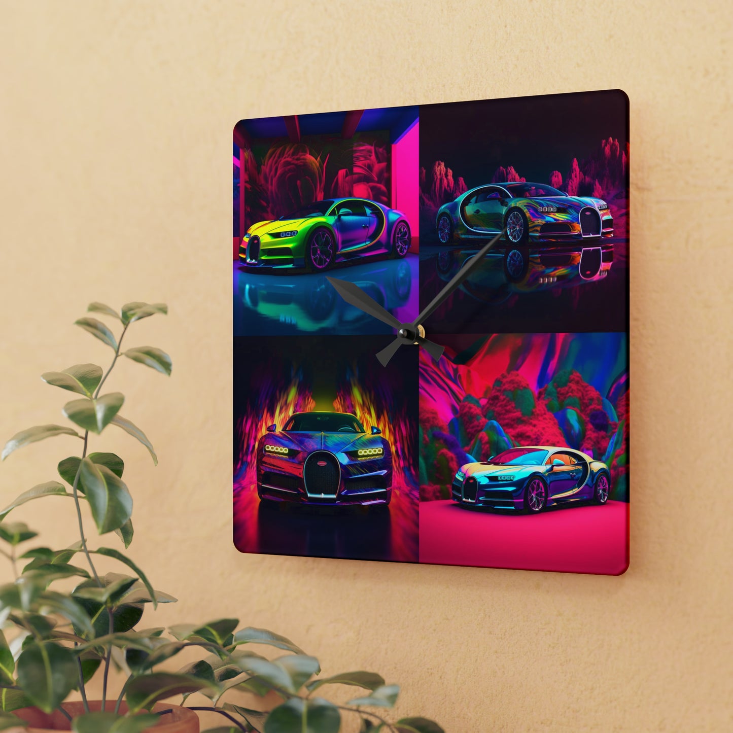 Acrylic Wall Clock Florescent Bugatti Flair 5