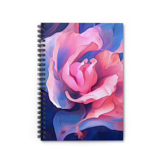 Spiral Notebook - Ruled Line Pink & Blue Tulip Rose 1